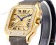 Swiss Copy Cartier Women Santos THB Miyota-9015 Golden Dial Black Leather Watches (5)_th.jpg